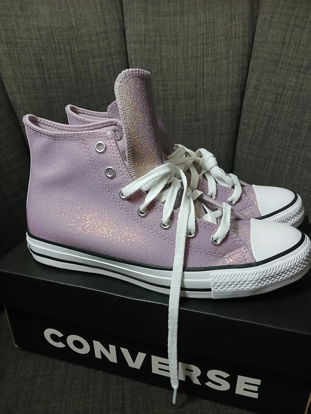 Converse Kids High Top Sneakers in Lilac Pink with White Accents